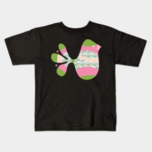 Preppy Pink Green Bird Kids T-Shirt